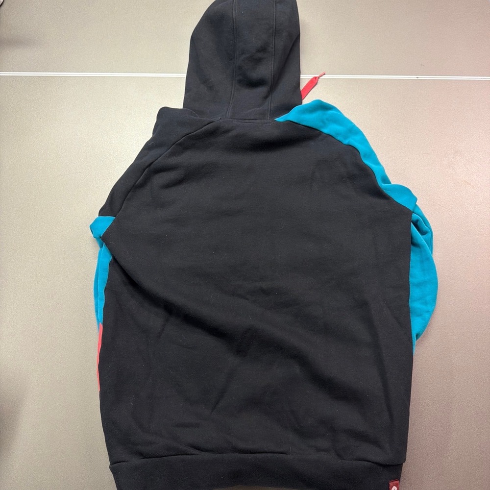 Puma Mens Sportlifestyle Colorblock Hoodie Black Pink Teal Graphic Sweatshirt M - Picture 4 of 6